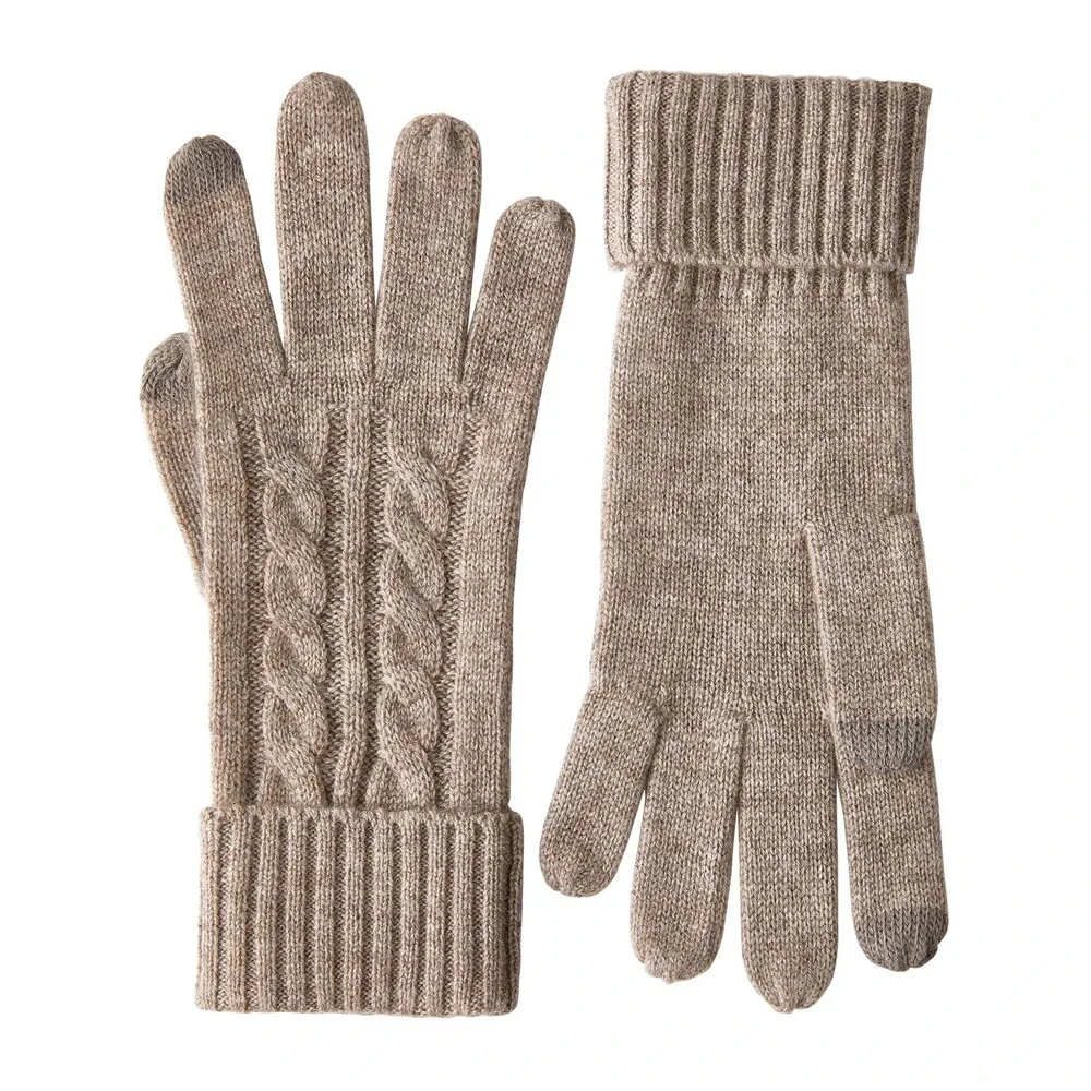 VIKIDEER Women's Camel Touchscreen 100% Pure Cashmere Gloves Ladies Soft Knit